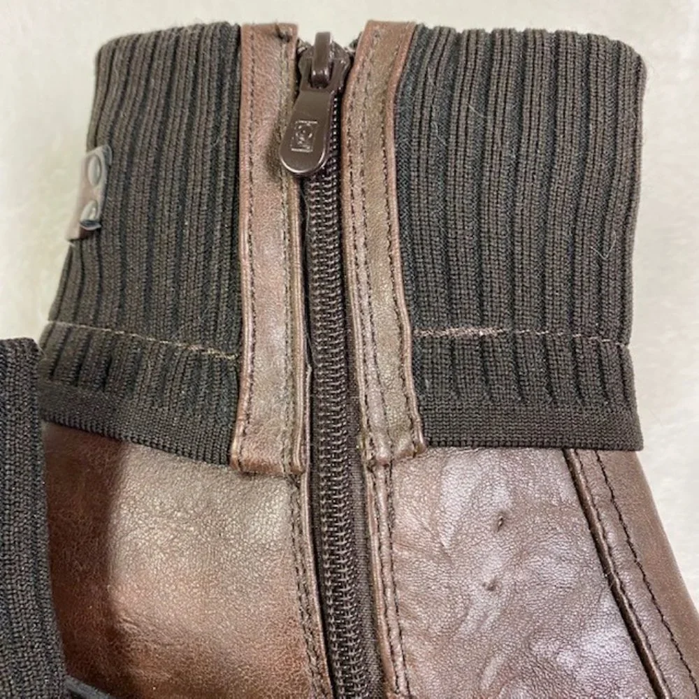Patrizia‎ by Spring Step Brown Zip Heeled Ankle Bootie Size EU 39 US 8.5